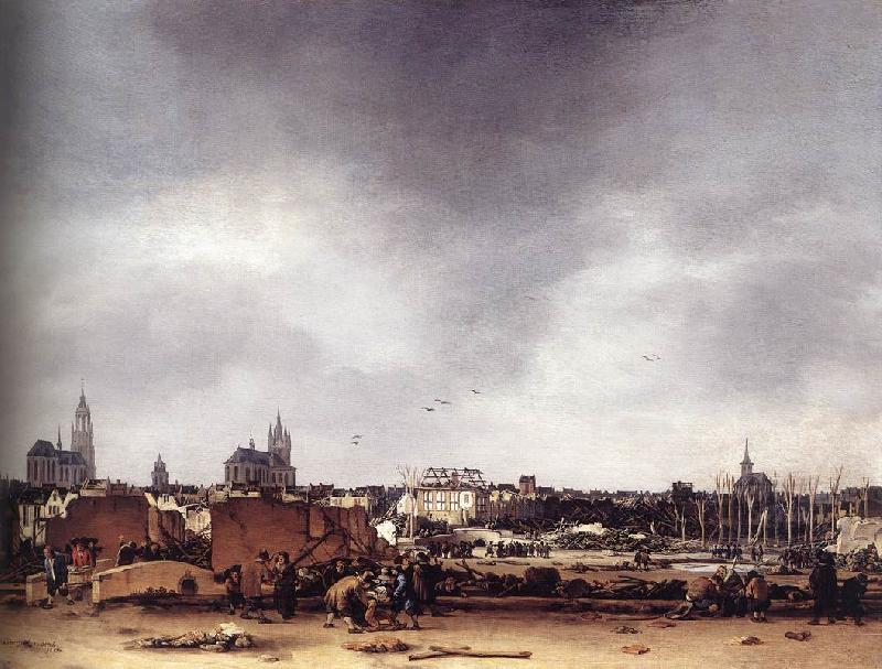 POEL, Egbert van der View of Delft after the Explosion of 1654 af Norge oil painting art